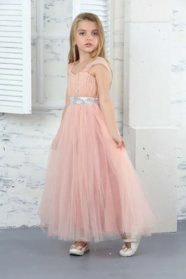 Детское платье для девочек кружевное Asortik Kids, Salmon — фото 3