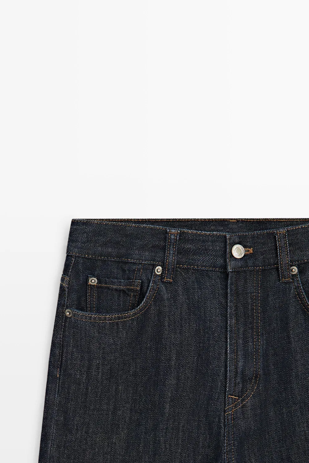 Джинсы Massimo Dutti High-Waist Straight-Leg, темно-синий — фото 4