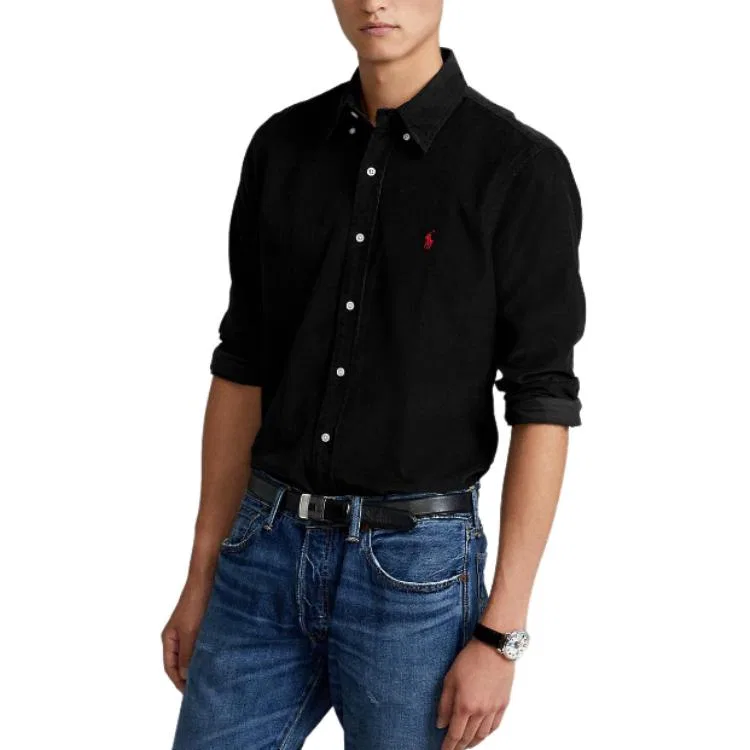 Мужская классическая рубашка Polo Ralph Lauren, Black — фото 4