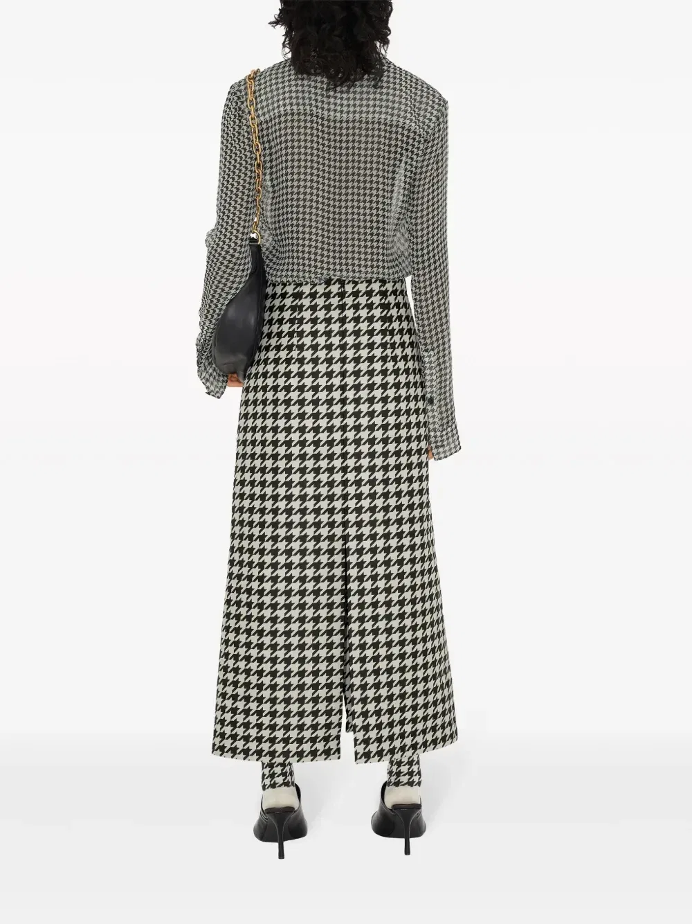 Шелковая рубашка в ломаную клетку BURBERRY, черный — фото 4