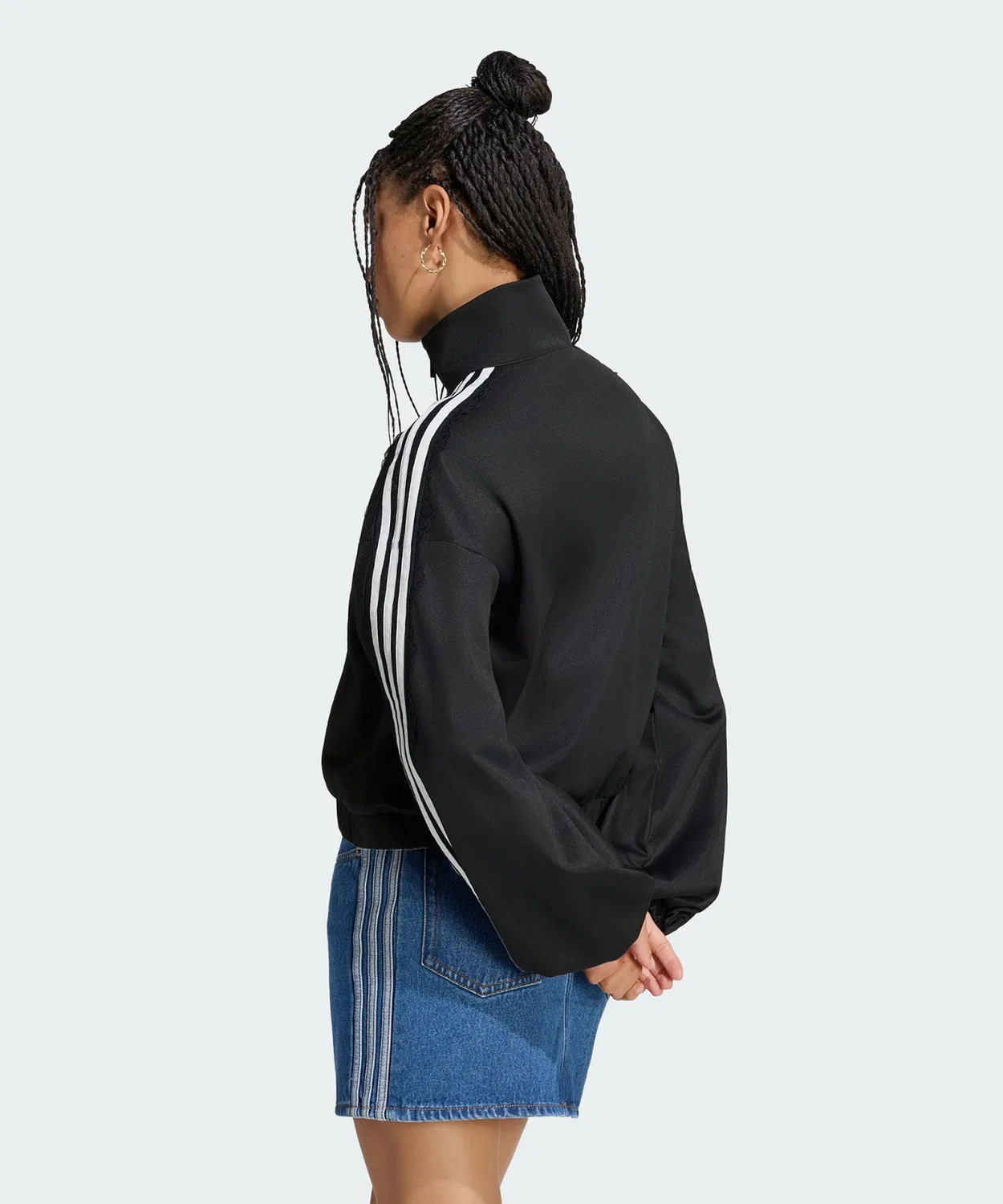 Женский оверсайз-трек-топ с кружевными вставками Adidas Originals, Black — фото 3