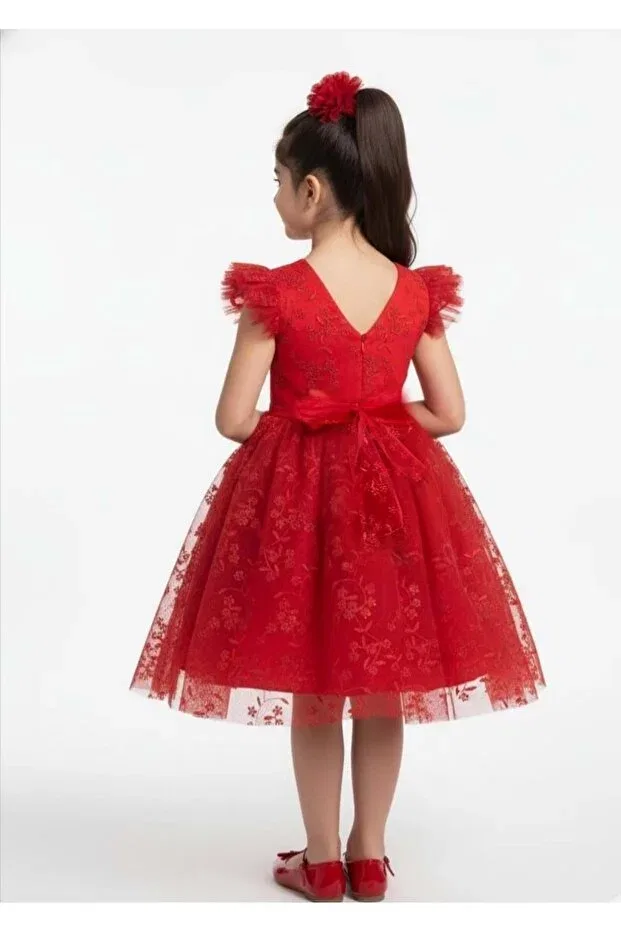 Детское платье для девочек с коротким рукавом Prom Mnk Baby&Kids, Red — фото 3