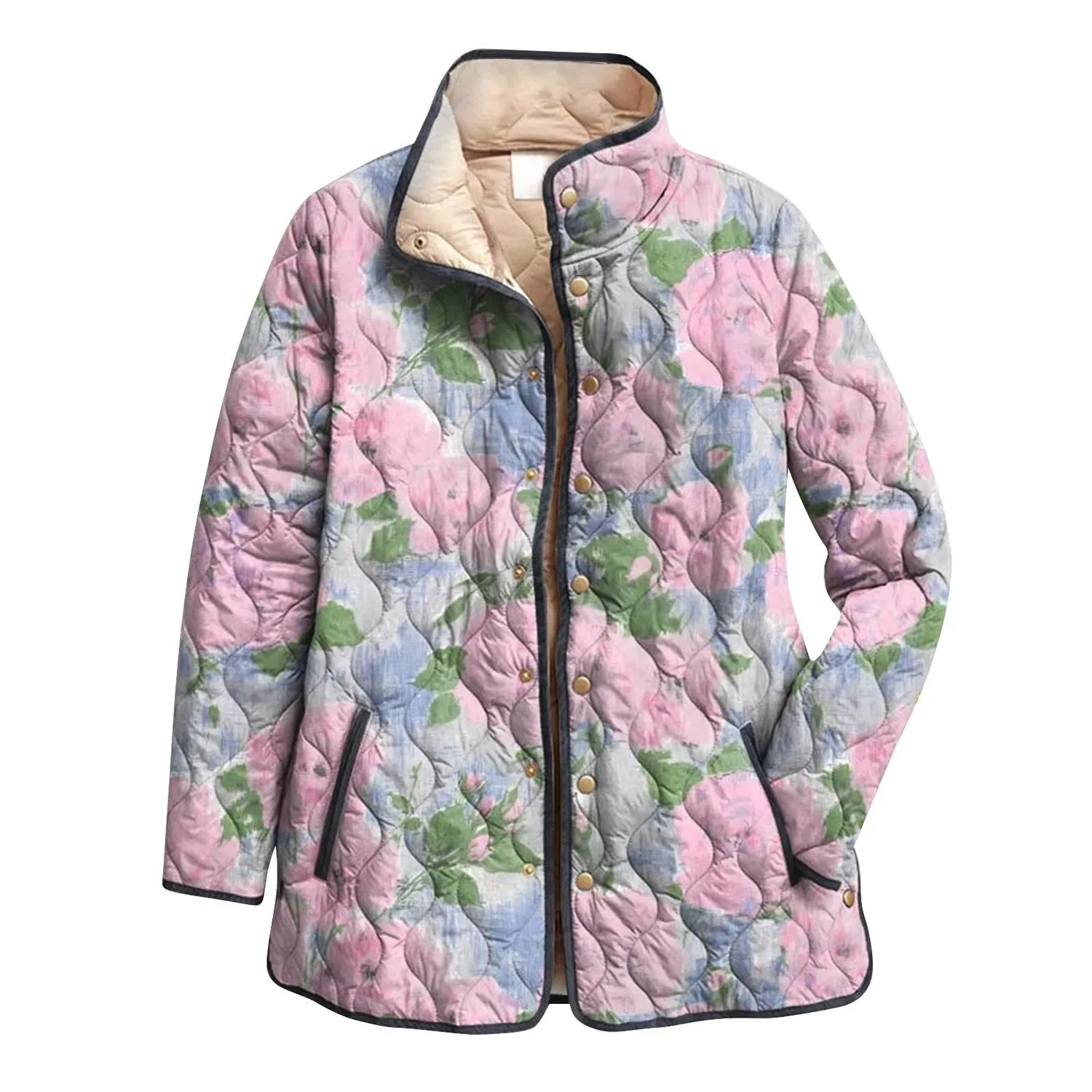 Женское утепленное пальто с принтом Bohemian Floral, rosa