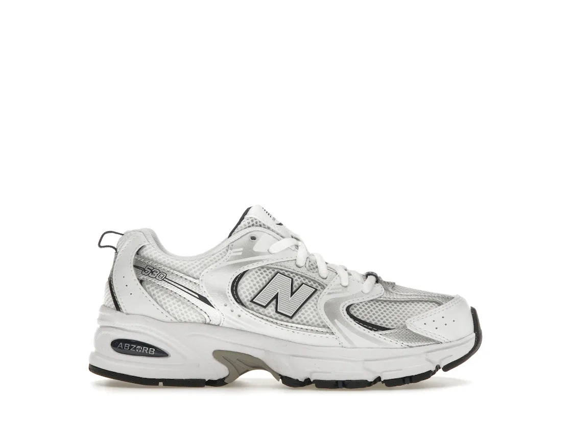 Детские кроссовки в ретро-стиле New Balance 530, White/Natural Indigo/Silver Metallic