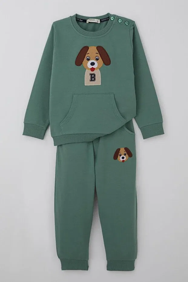 Детский спортивный комплект для мальчиков с принтом Sportswear Breeze, Oil Green