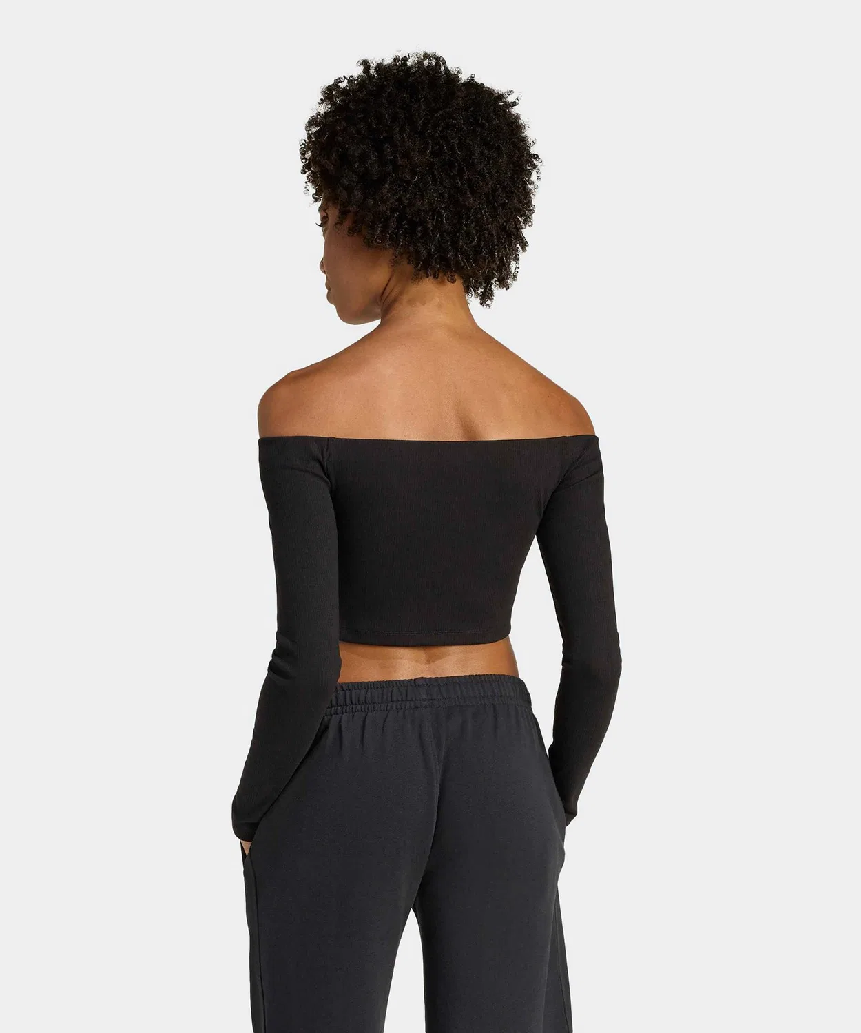 Женский лонгслив с открытыми плечами Adidas Originals Essentials Rib, Black — фото 2