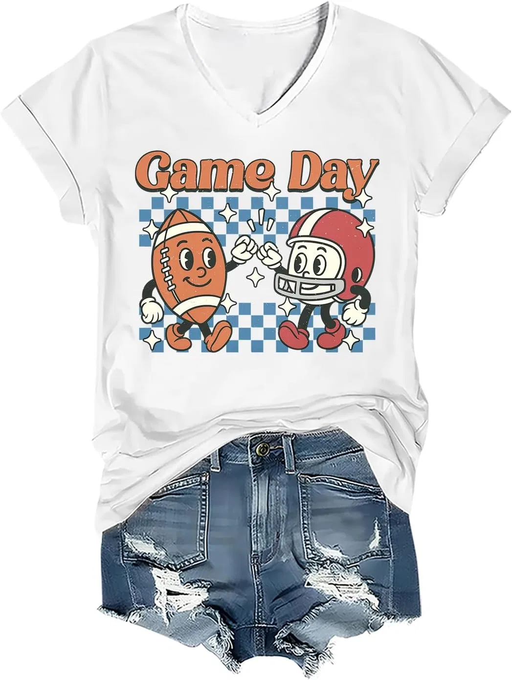 Женская футболка с принтом Game Day, хлопковая, с коротким рукавом, White Vt 1