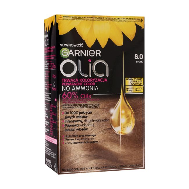 

Olia перманентная краска для волос без аммиака Garnier, цвет 8.0 blond