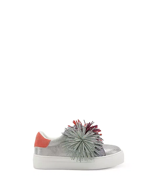 Детские кроссовки для девочек с бахромой Mini Laney Fringed Leather Sneakers Kurt Geiger London, мультиколор — фото 2
