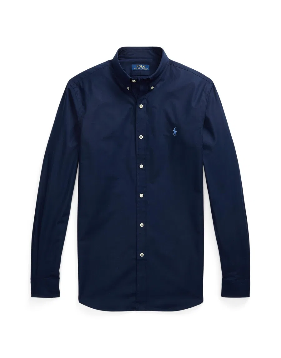 Приталенная деловая рубашка Polo Ralph Lauren, темно-синяя