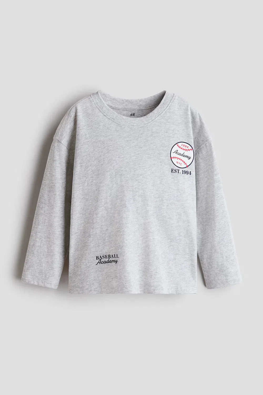Рубашка с длинными рукавами и принтом H&M, Hellgraumeliert/Baseball