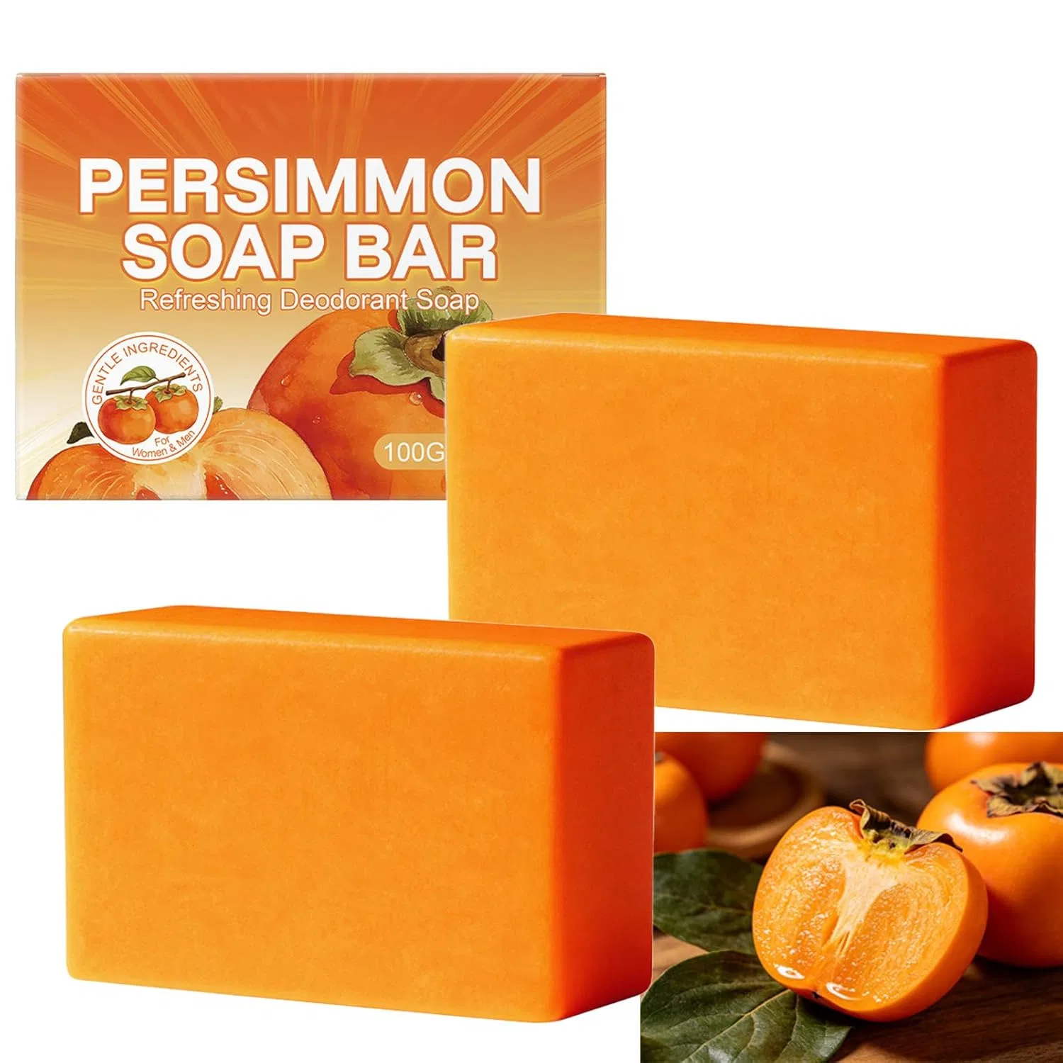 Мыло твердое с экстрактом хурмы, дезодорирующее, RaoNuan, 2 шт, 100г