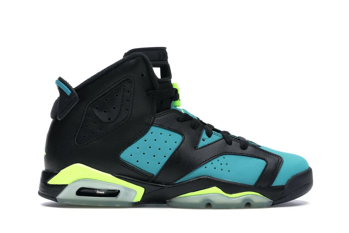 Детские кроссовки Lifestyle с оригинальным дизайном Jordan 6 Retro Jordan, Black/Volt Ice-Turbo Green-Black
