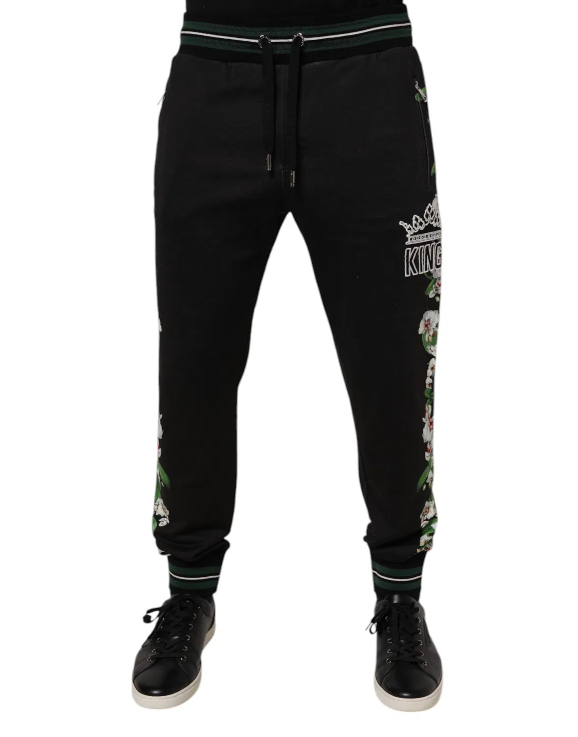 Мужские спортивные брюки с цветочным принтом Jogger Pants Dolce & Gabbana, Black