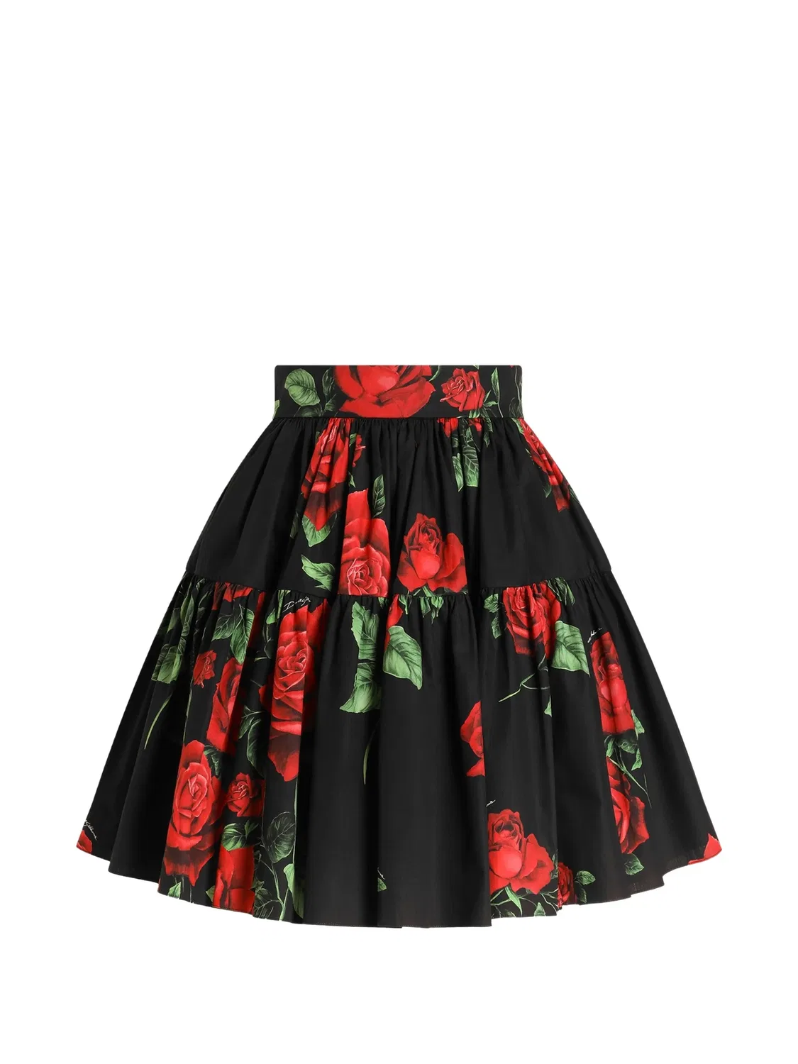 Поплиновая юбка с цветочным принтом Dolce & Gabbana, черный