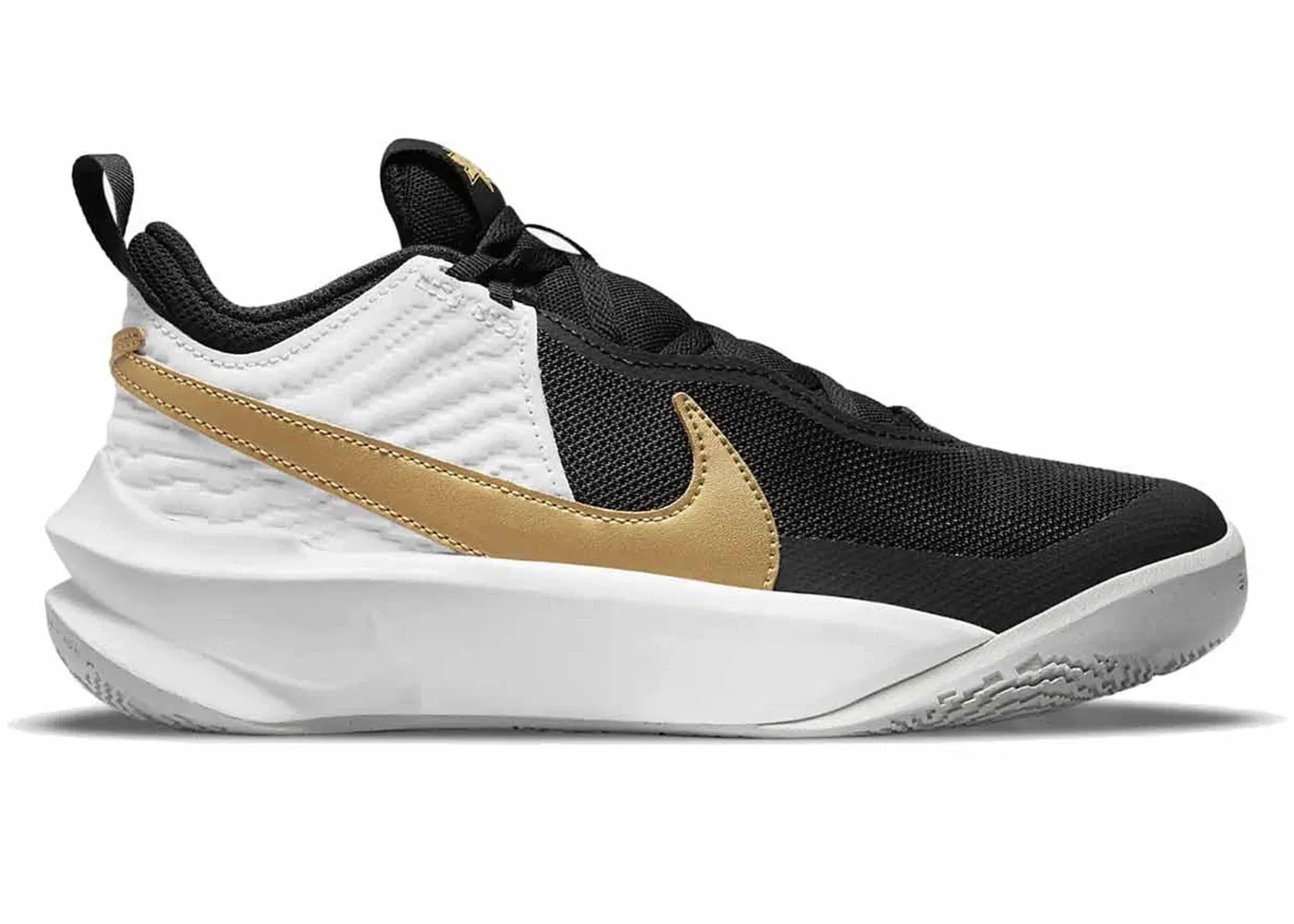 Детские кроссовки для мальчиков с длинным шнурком Nike Team Hustle D 10 Nike, Black/White/Photon Dust/Metallic Gold