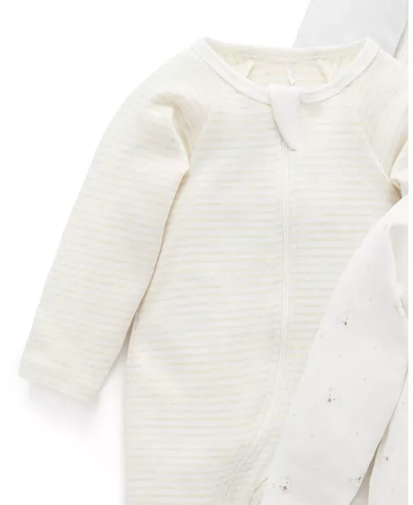 Детский комбинезон с длинным рукавом 4-предметный набор Unisex 4 pack zip footie - baby Purebaby, Vanilla Bear Pack — фото 4