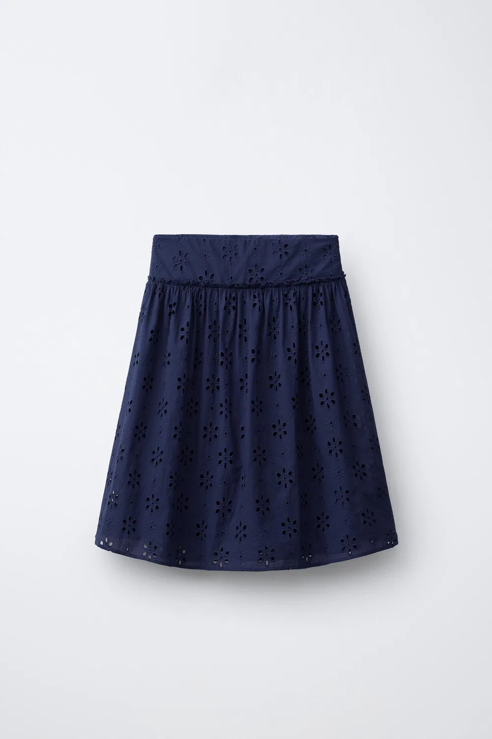 Юбка миди с вышивкой Шиффли ZARA, Navy Blue