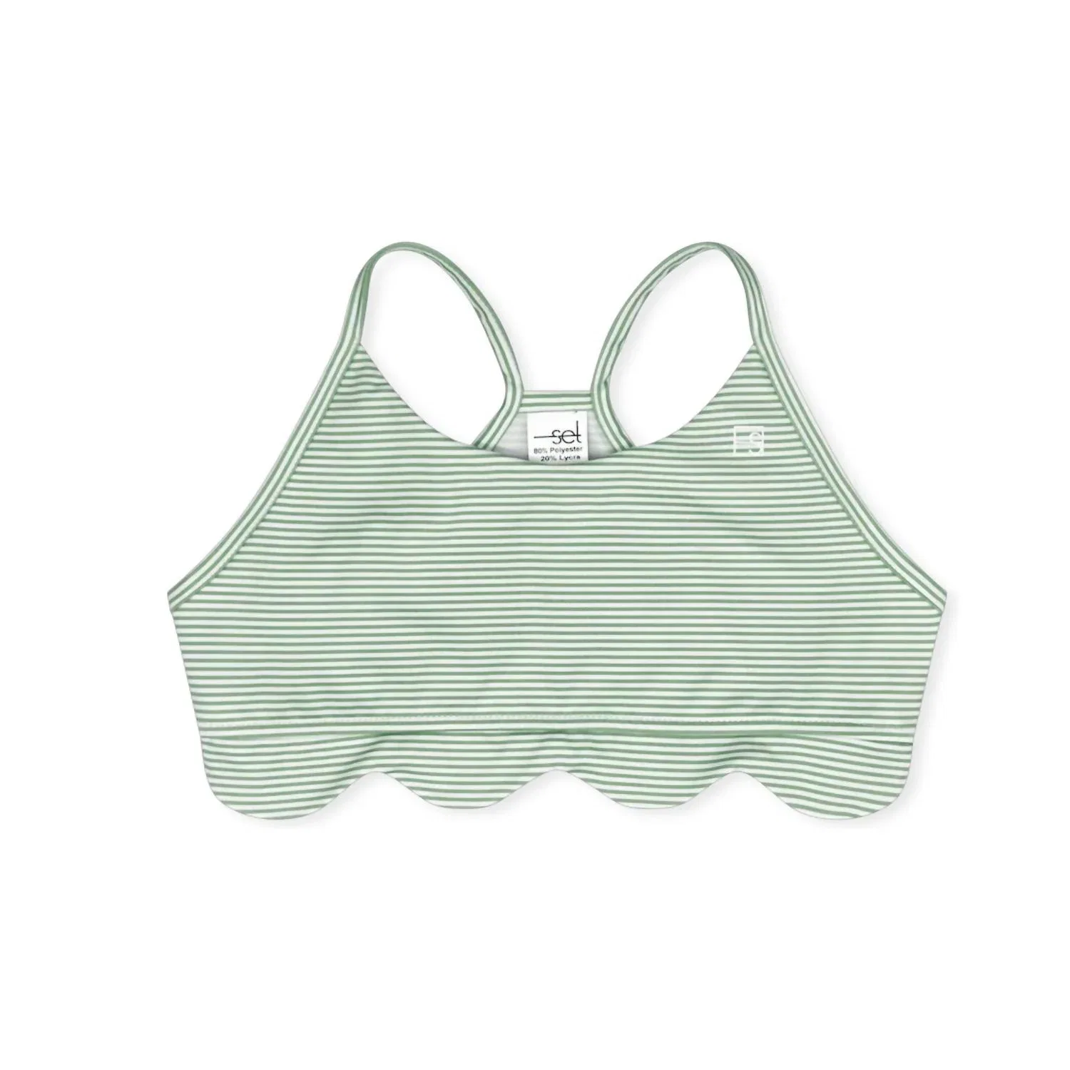 Детский спортивный топ для девочек с волнистым краем Becca Scallop Lullaby Set, Pistachio Green Ministripe