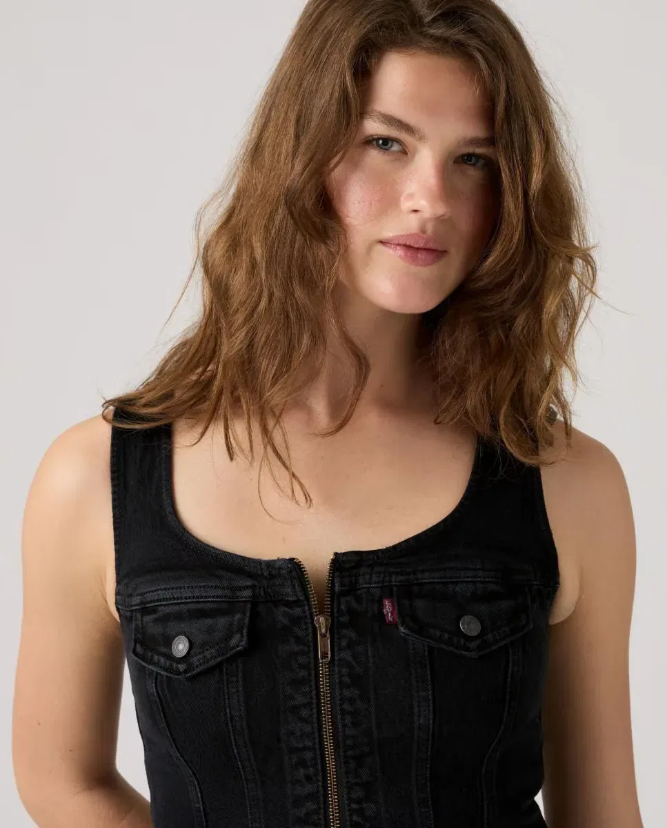 Женский джинсовый жилет с логотипом Levi's, Negro — фото 3