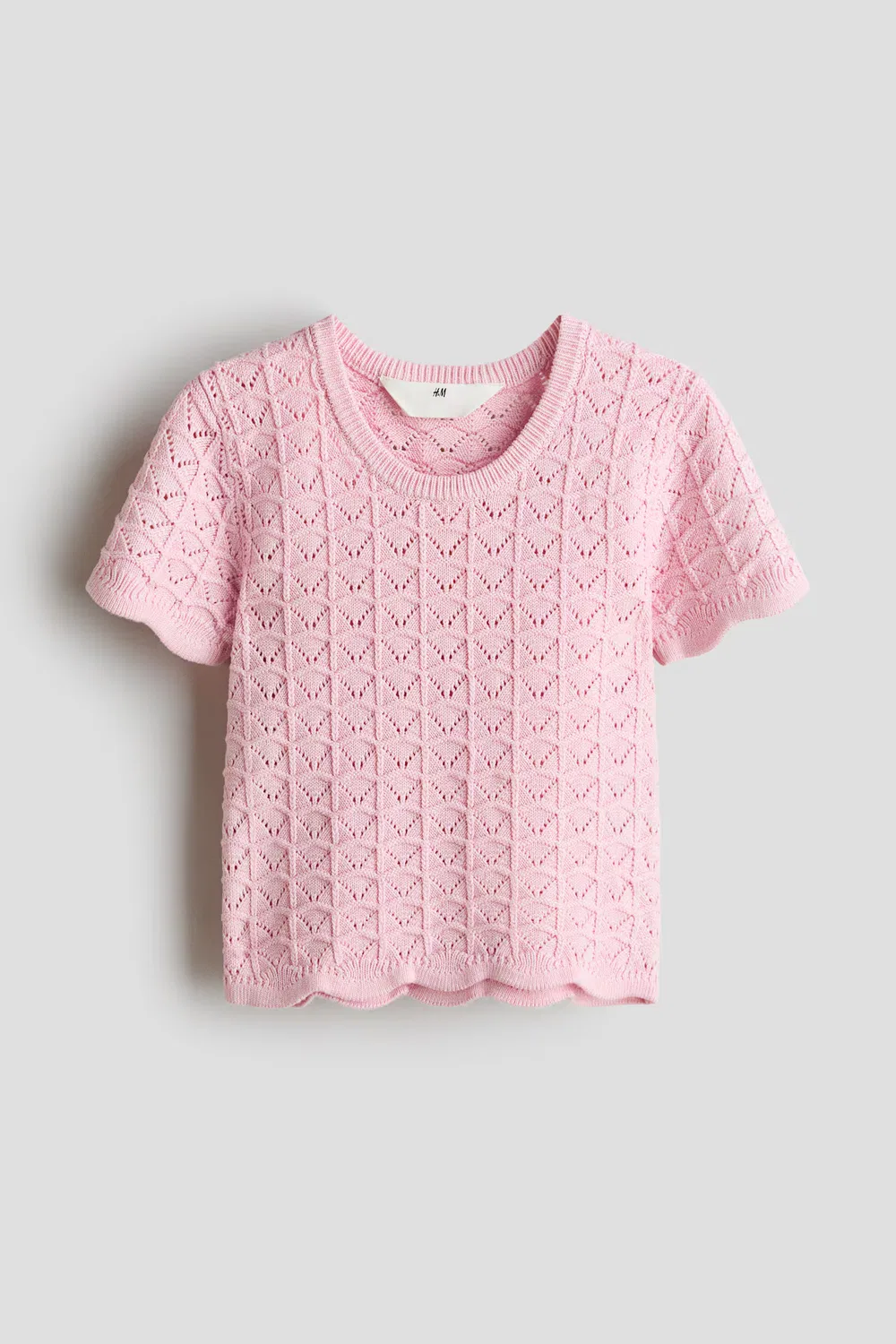 Рубашка, связанная ажурным узором, имитирующим вязание крючком H&M, Hellrosa
