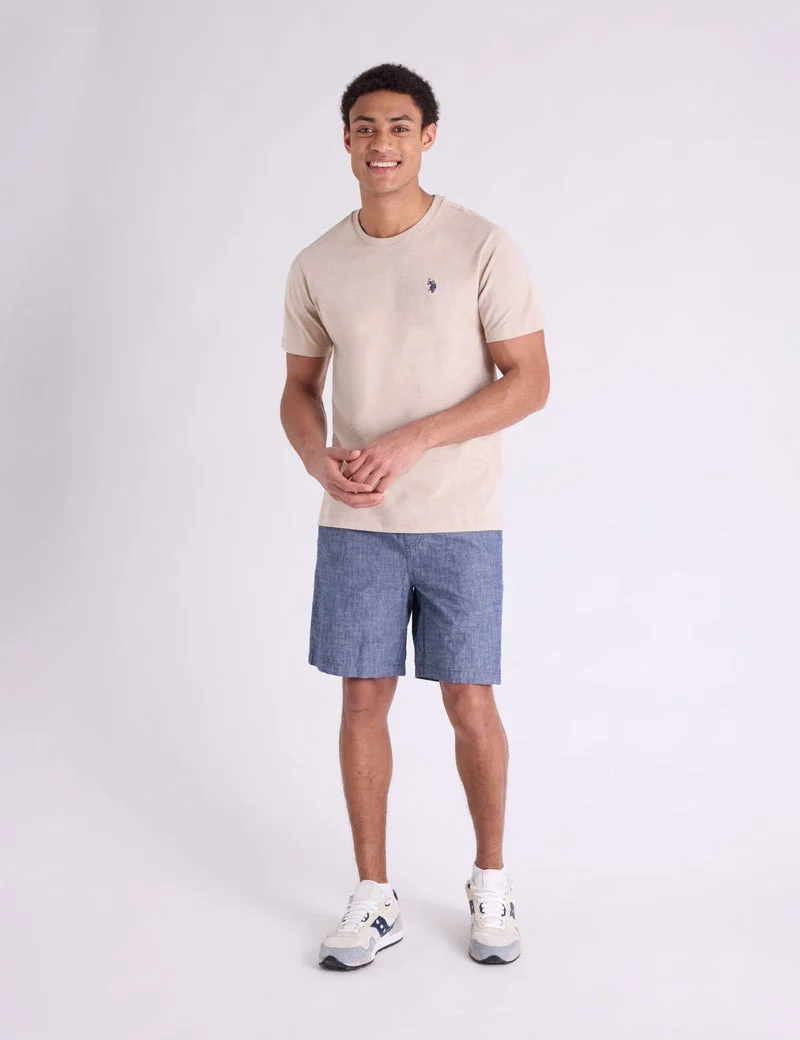 Футболка U.S. Polo Assn Solid Crew Neck, бежевый — фото 4