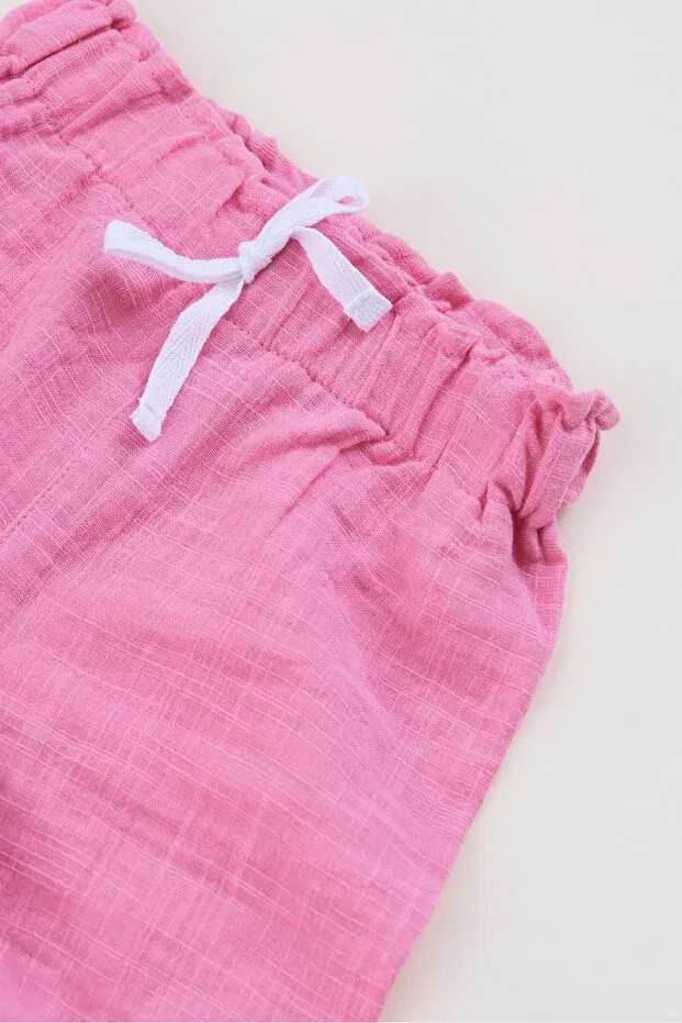 Детские брюки для девочек широкие муслиновые Bondberro, Candy Pink — фото 4