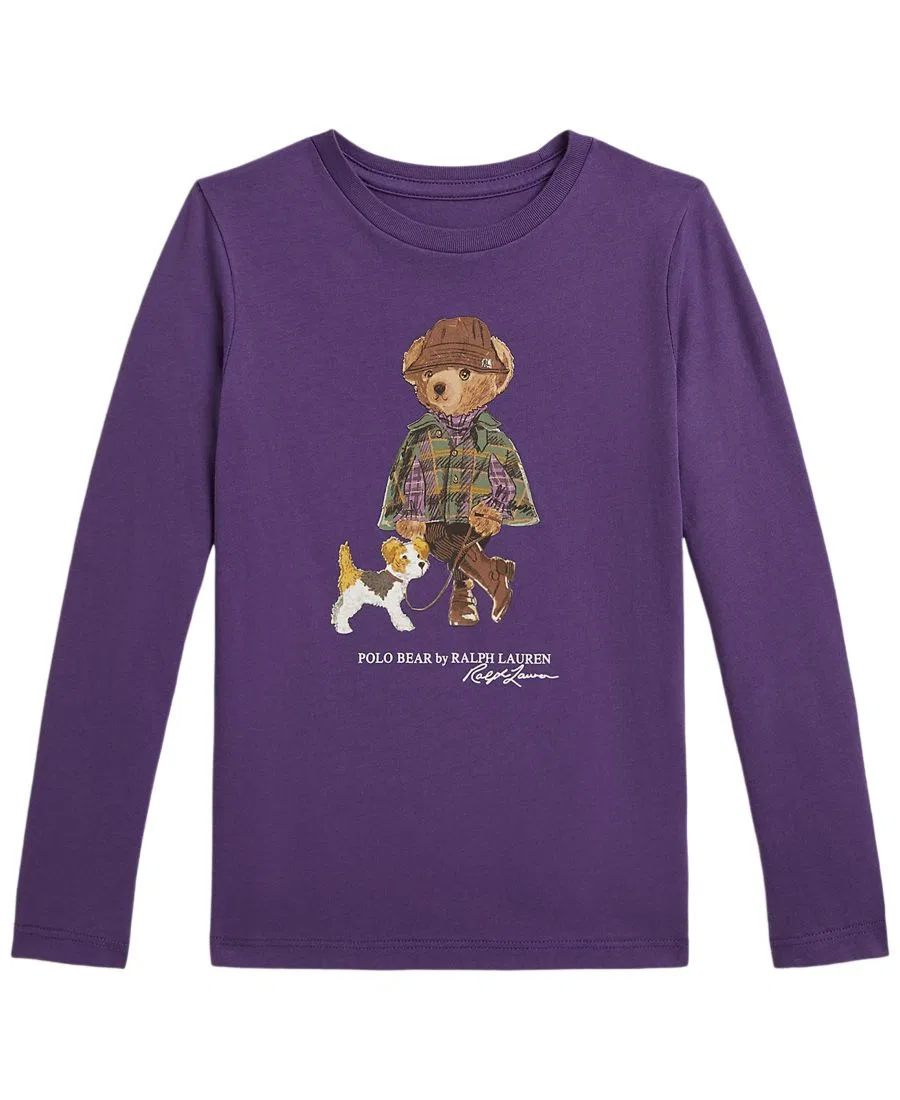 Детская футболка с длинным рукавом Polo Bear Polo Ralph Lauren, Valley Purple