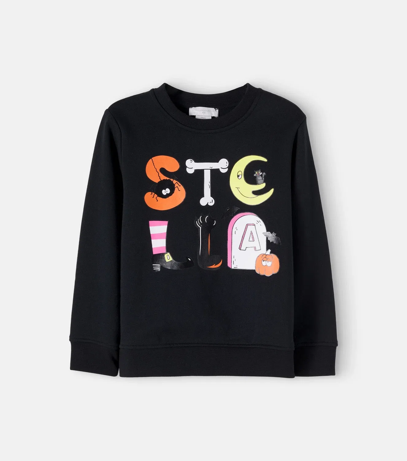 Свитшот хлопковый с принтом Stella Mccartney Kids, черный
