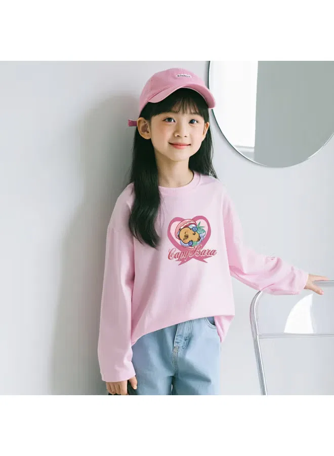Футболка с принтом с длинным рукавом Capybara x Little Yellow Dolphin Jeanswest, розовый — фото 3