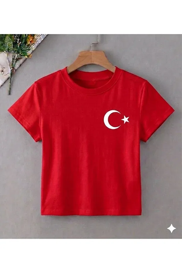 Детская футболка для мальчиков с принтом Special children's t-shirt with turkish flag and ataturk print Favorist, Red