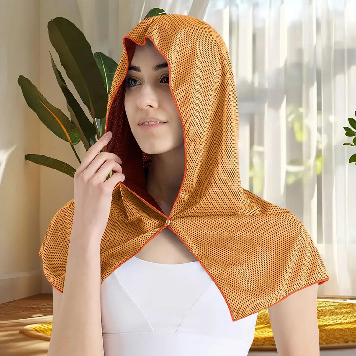 Унисекс быстросохнущая худи-накидка для защиты от солнца, Orange — фото 2