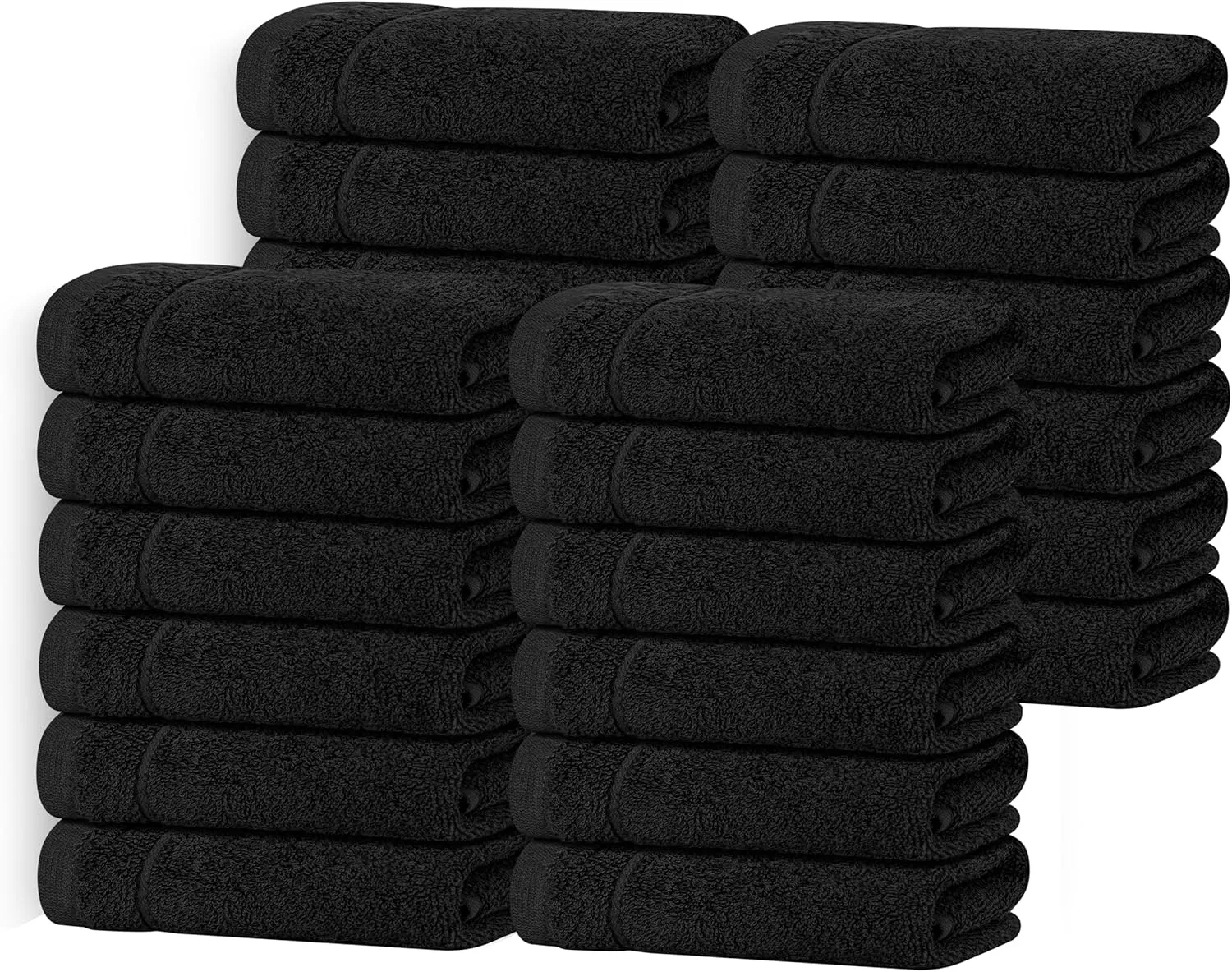 Мочалки для лица, Tens Towels, набор 24 шт, 30,5 x 30,5 см, Black