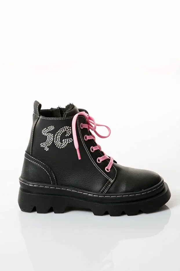 Детские ботинки для девочек на шнуровке 123c 228 Shoes Time, Black