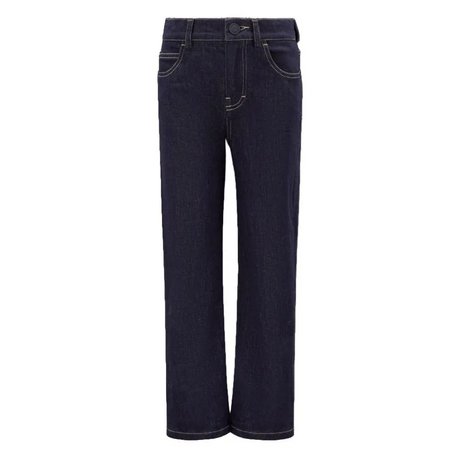 Джинсы прямого кроя с вышивкой Kids Embroidered Straight-Leg Denim Jeans Moncler, Navy
