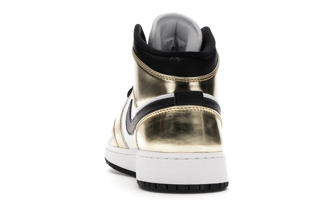 Детские кроссовки для мальчиков с металлическим золотом Jordan 1 Mid Jordan, Metallic Gold/Black-White-Black — фото 4