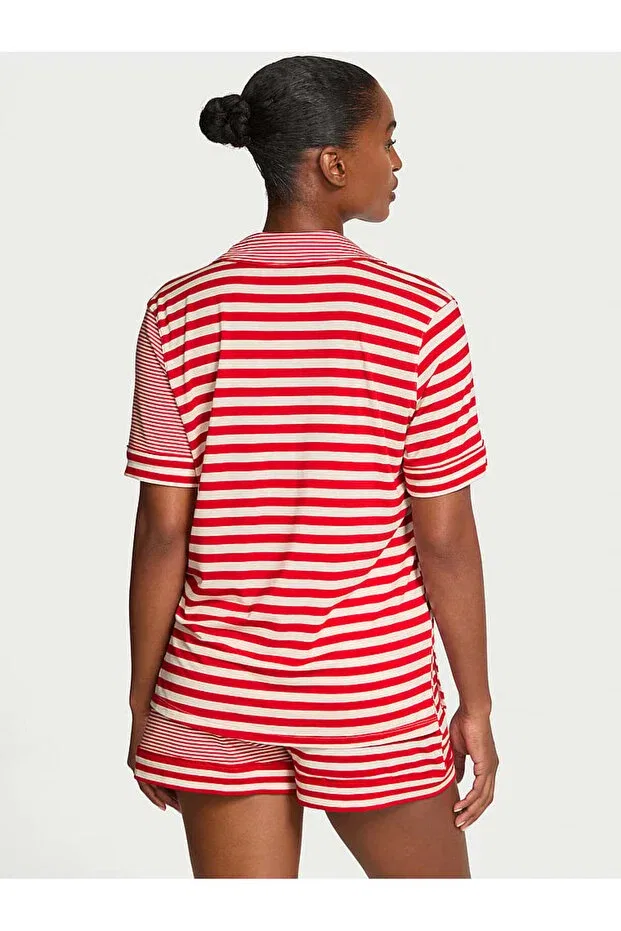 Женский пижамный комплект с коротким рукавом, с принтом, Victoria'S Secret, Striped — фото 2