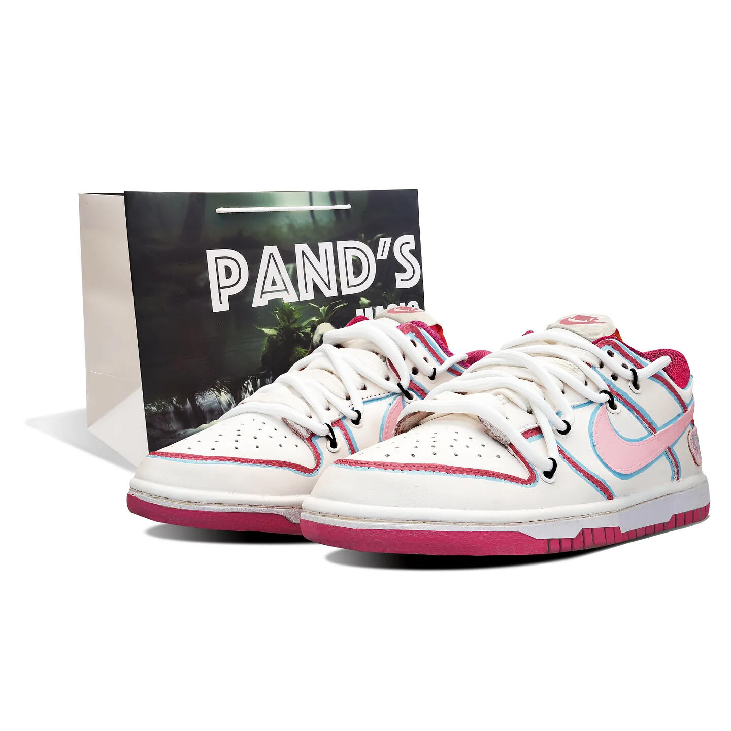 

Кроссовки Nike Dunk Skateboard Shoes Women's Low-Top White Pink, Розовый, Кроссовки Nike Dunk Skateboard Shoes Women's Low-Top White Pink