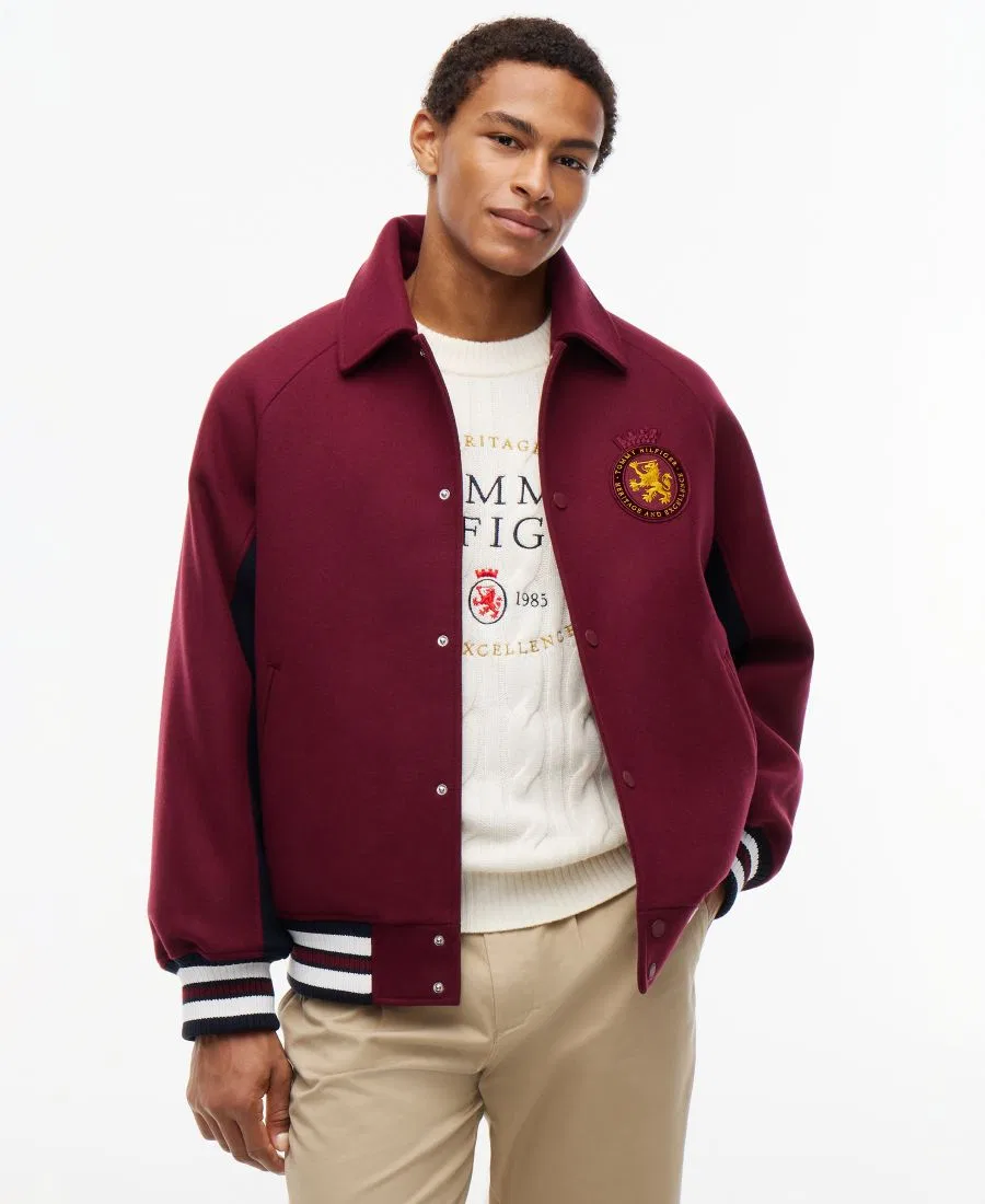 Мужская куртка-бомбер American Icons из шерстяной смеси Tommy Hilfiger, Burgundy — фото 3