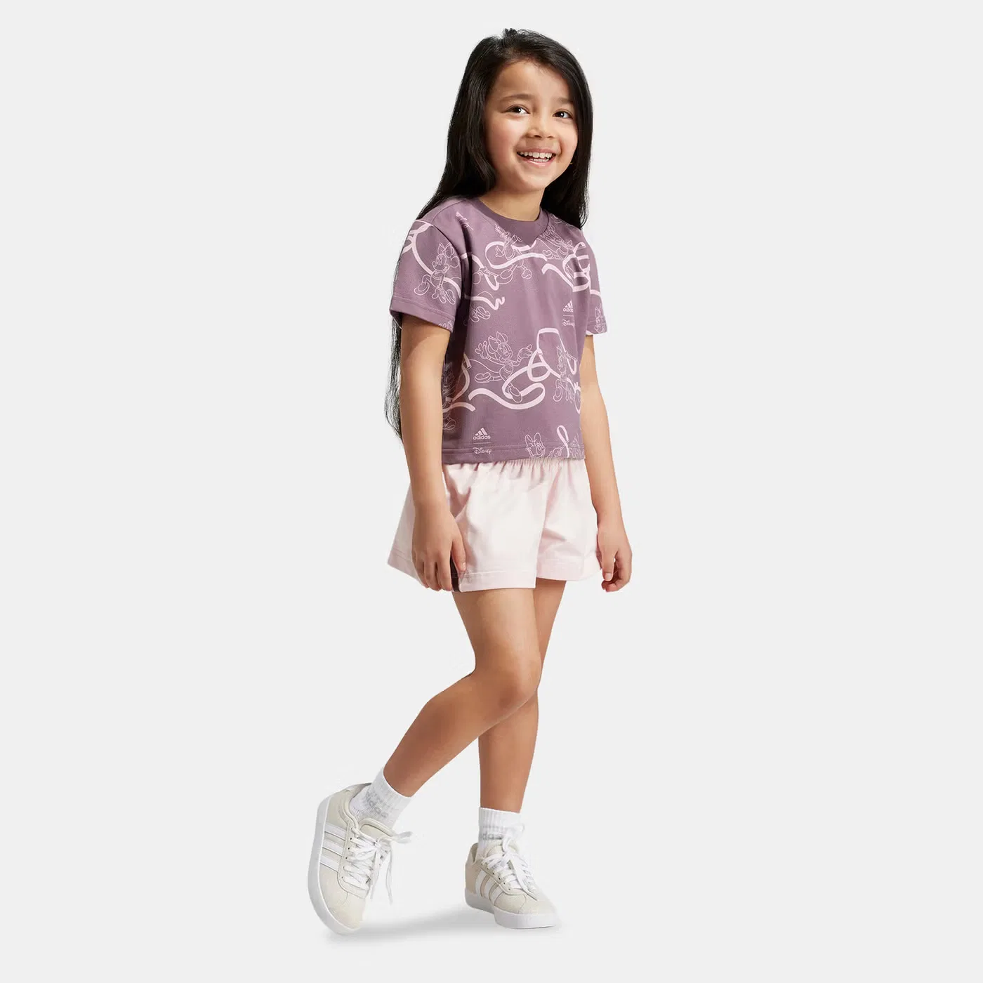 Комплект футболки и шорт с принтом Disney Minnie and Daisy Adidas, розовый
