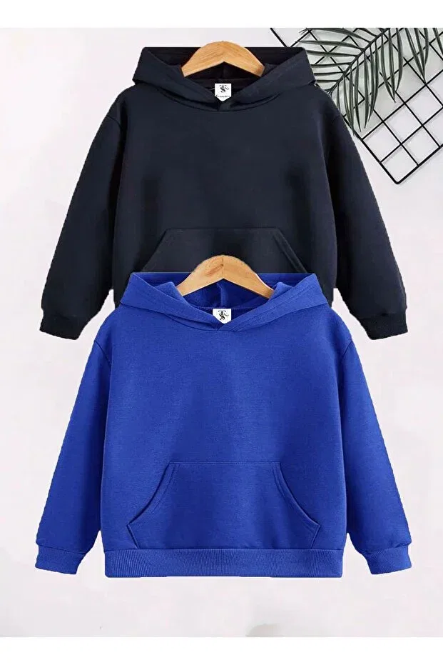 Детские свитшот для мальчиков с капюшоном Twins Tailors, Saks Blue-Navy Blue