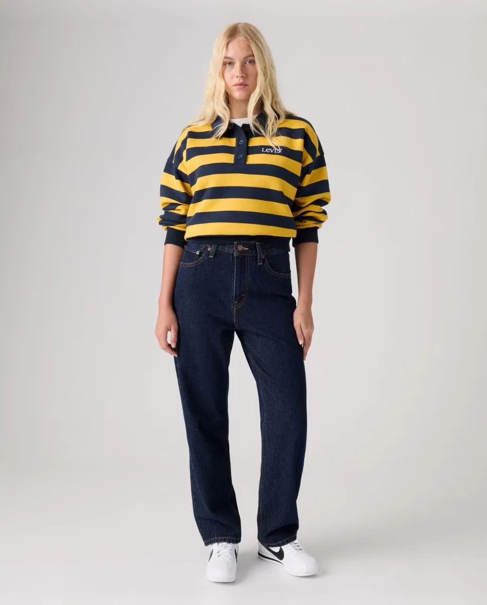 Женское прямые джинсы, Vaquero Recto Easy Dad Tiro Alto, Levi's, Azul índigo — фото 4