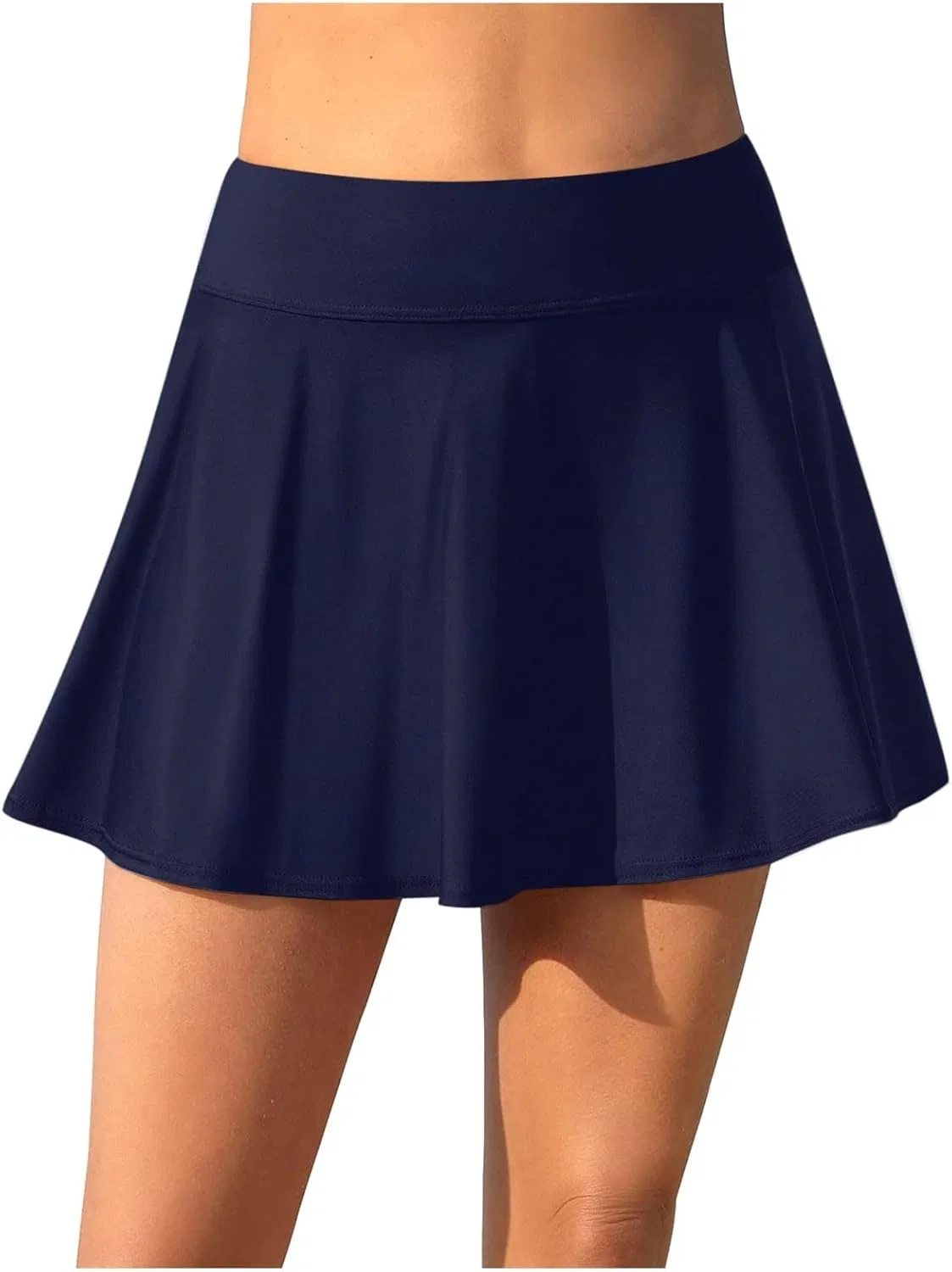 Женская высокая талия купальник бикини с юбкой Solid, Navy