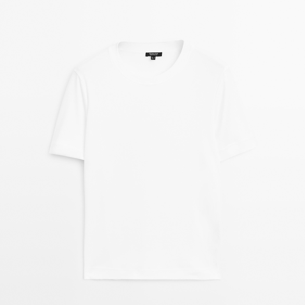 

Футболка Massimo Dutti 100% Cotton Interlock Crew Neck, белый