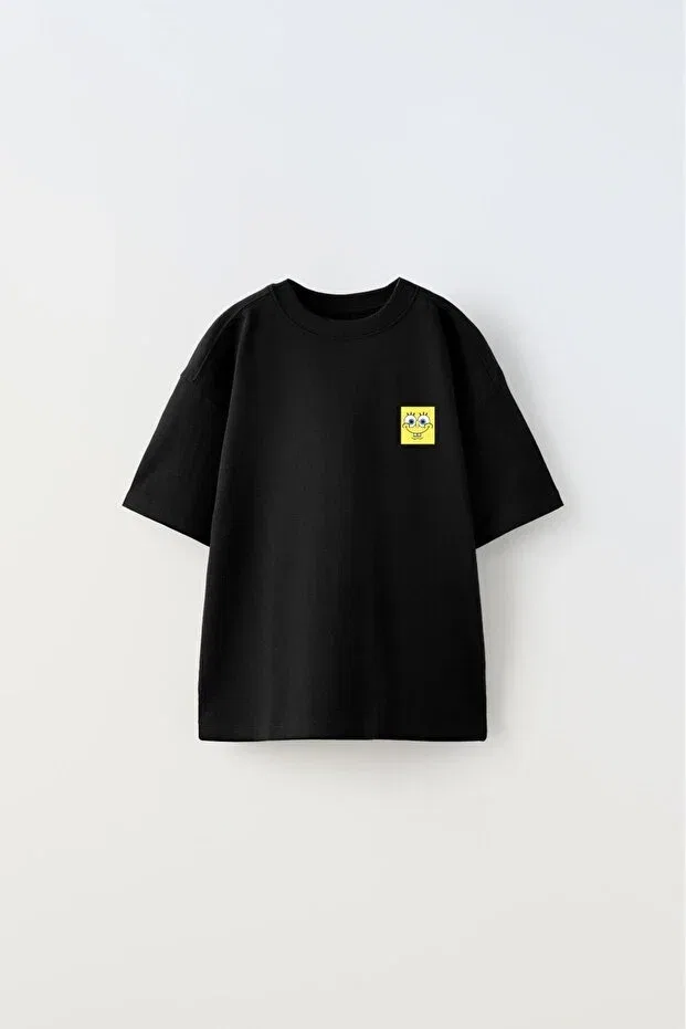 Детская футболка для девочек с принтом The Champ Spongebob Printed Black Kids T-Shirt The Champ Clothing, Black — фото 3