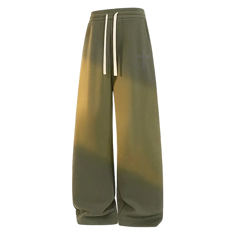 Детские повседневные брюки с принтом Heavyweight Air Layer Soft and Comfortable Gray Green (Cross Dark Line Pants Logo), MINISO, Gray Green