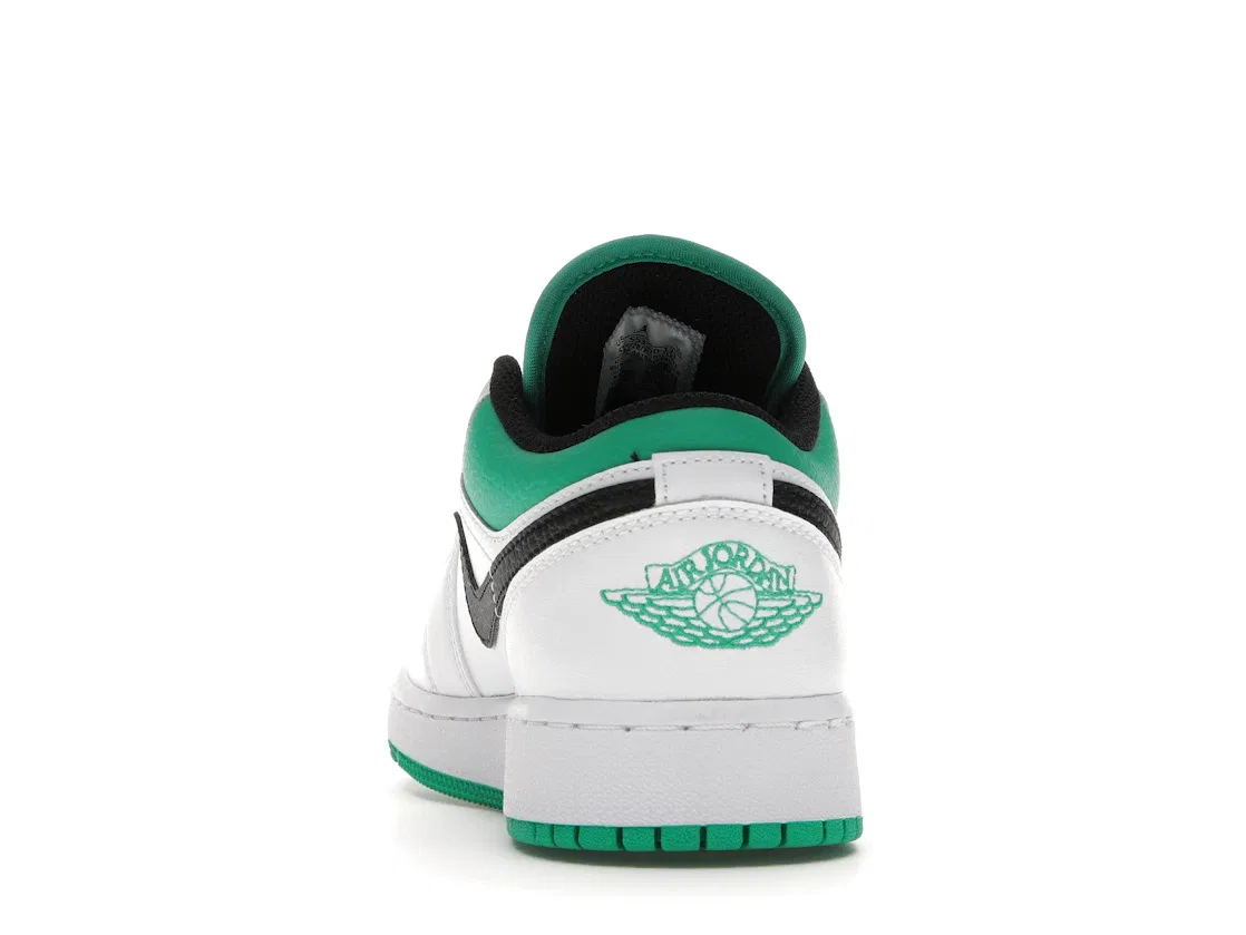 Детские кроссовки с кожаным верхом Jordan 1 Low Jordan, White/Stadium Green-Black — фото 4
