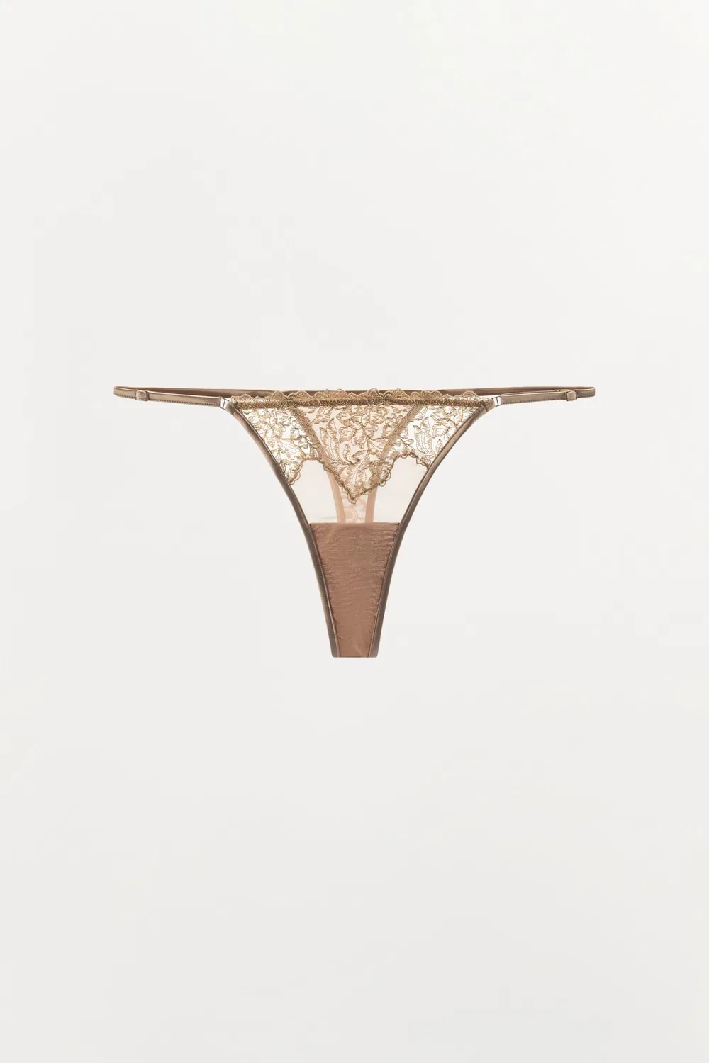 Трусики-стринги из сетки и кружева ZARA, Beige-pink — фото 4