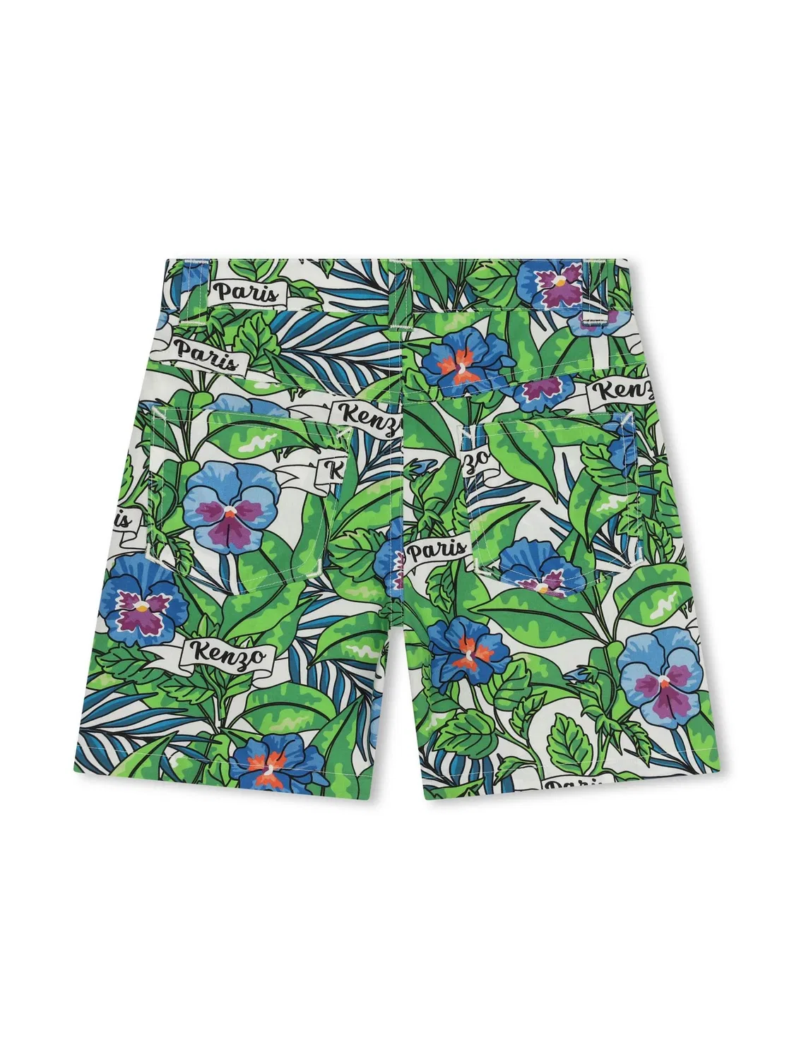 Шорты из хлопкового поплина с цветочным принтом Kenzo, зеленый — фото 2