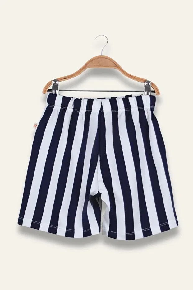 Детские шорты для девочек в полоску Generic Brands, Navy Blue Striped — фото 2